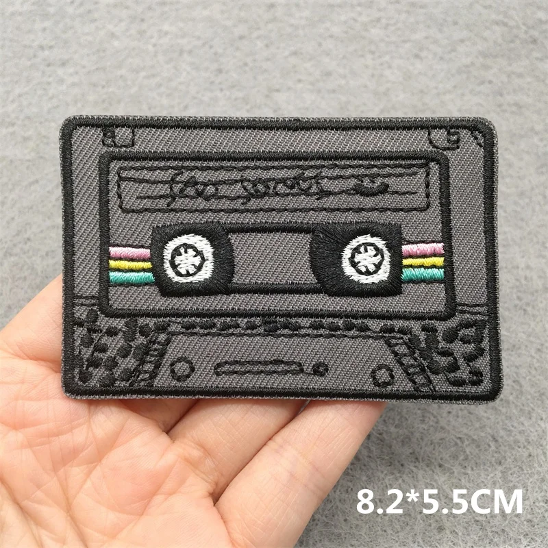 Parches de disco óptico de música bordados Punk Rock en la ropa, auriculares, rayas de guitarra, parches para planchar para ropa, pegatinas DIY - imagen 2