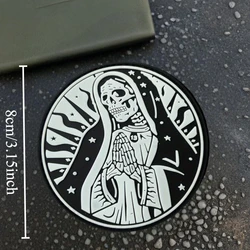 Parche táctico Santa Muerte PVC 3D luminoso con gancho y bucle