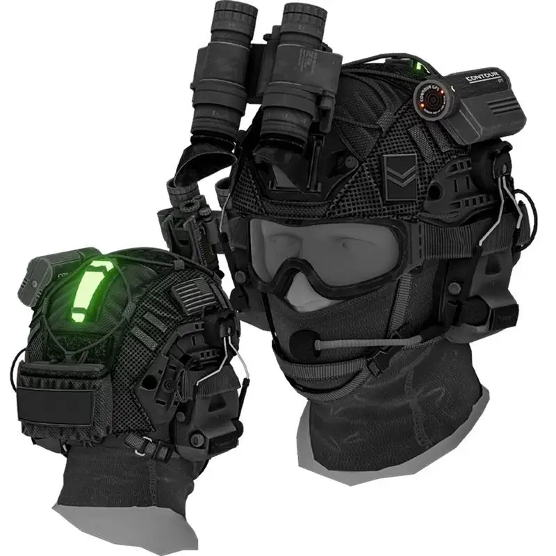 Conjunto de casco Airsoft, auriculares tácticos de alta definición y gafas, modelo de telescopio de doble paso, equipo de cosplay de campo de tiro