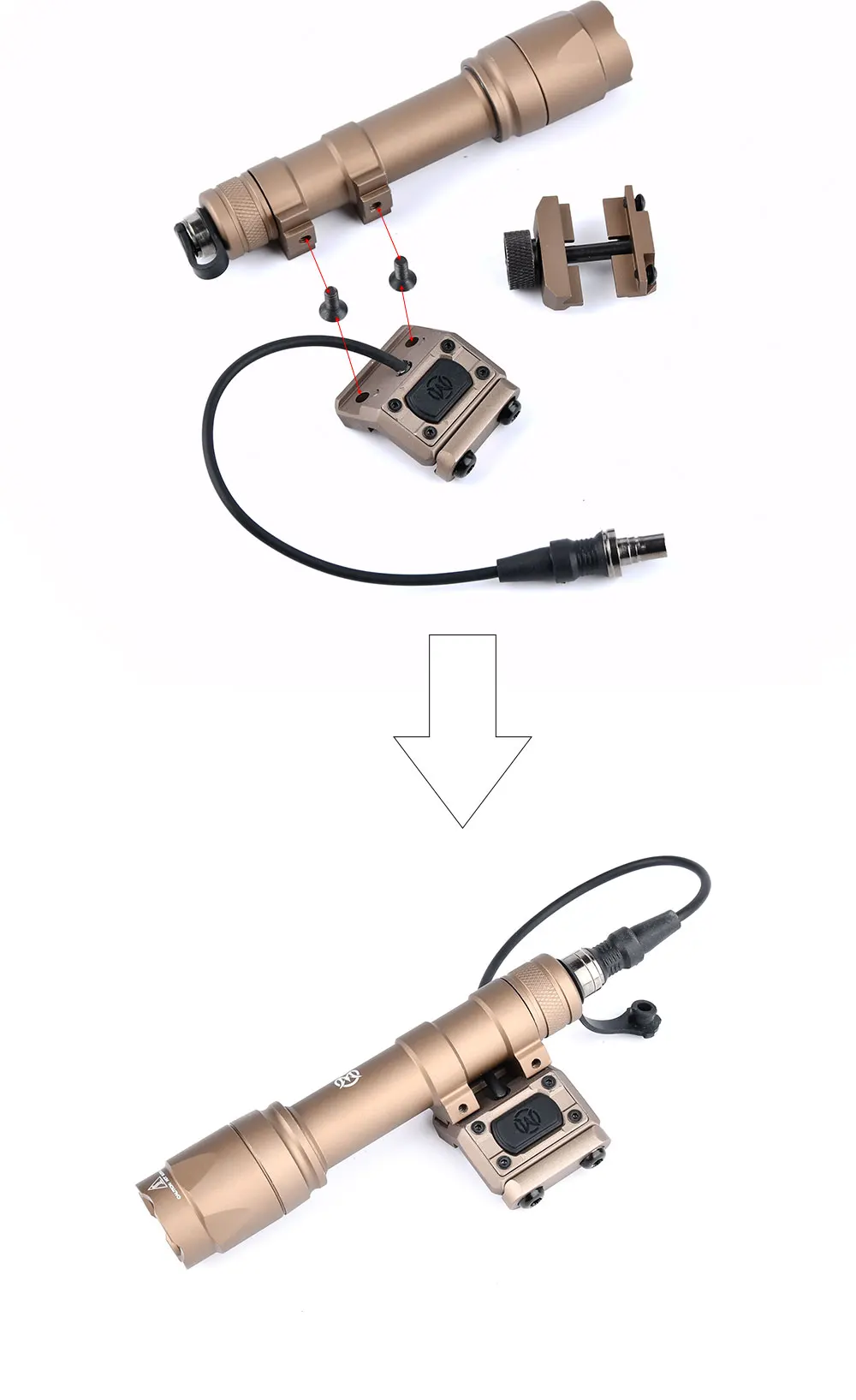 Unidad Táctica ModButton, interruptor remoto a presión, Mlok Keymod, Riel de 20mm para Surefir M300, M600, DBAL-A2, PEQ15, enchufe 2,5 SF - imagen 3