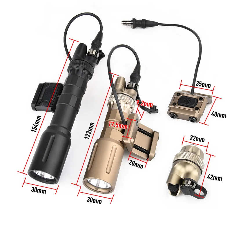 Linterna táctica de PLH-V2 LED1300LM, arma de alta potencia, luz de explorador, interruptor de presión Dual compatible con riel de 20MM para caza Airsoft M300 M600 - imagen 3