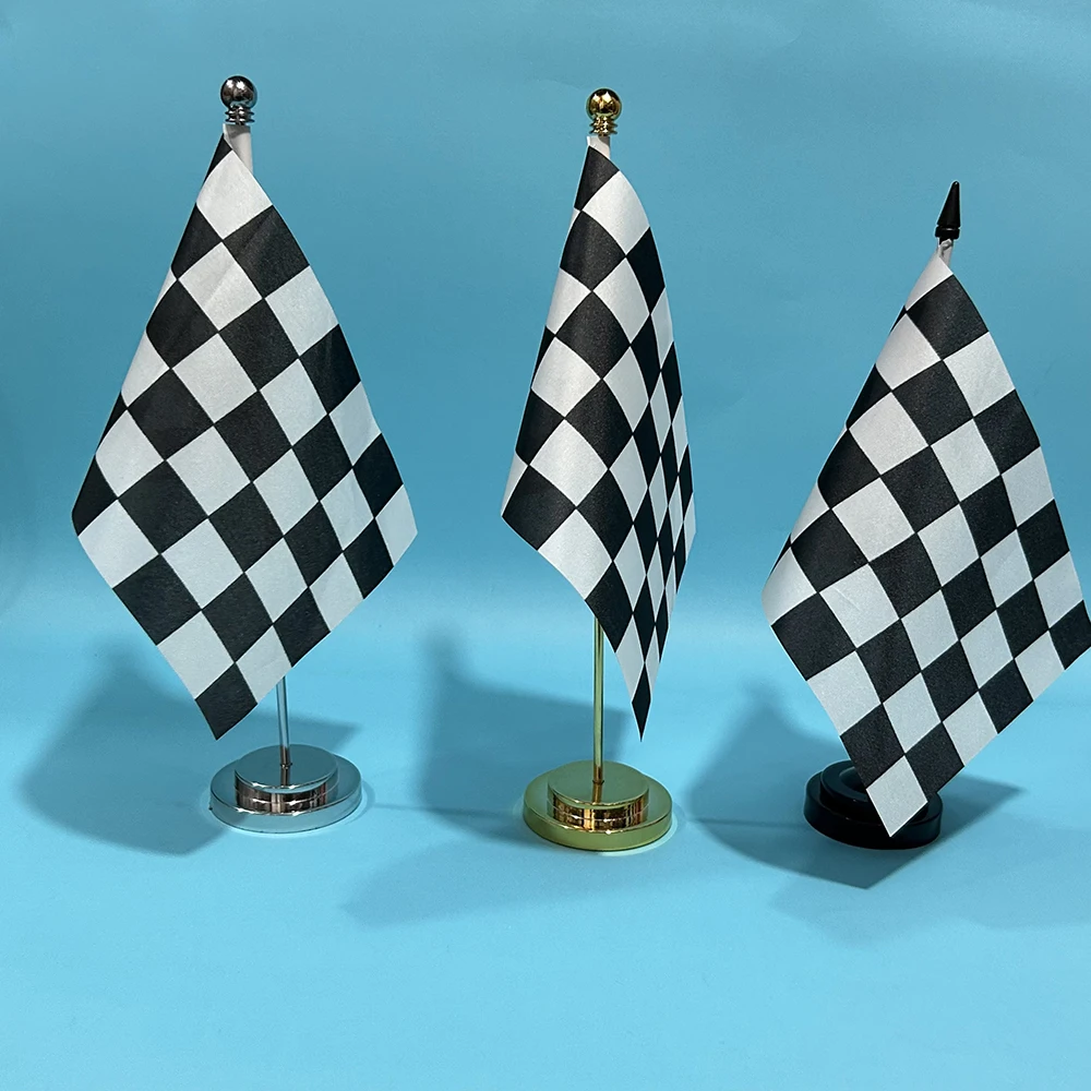 BANDERA DE SKY, bandera de escritorio de oficina, bandera de carreras a cuadros en blanco y negro, 14x21cm, bandera nacional de carreras de poliéster, adornos de escritorio, banderas