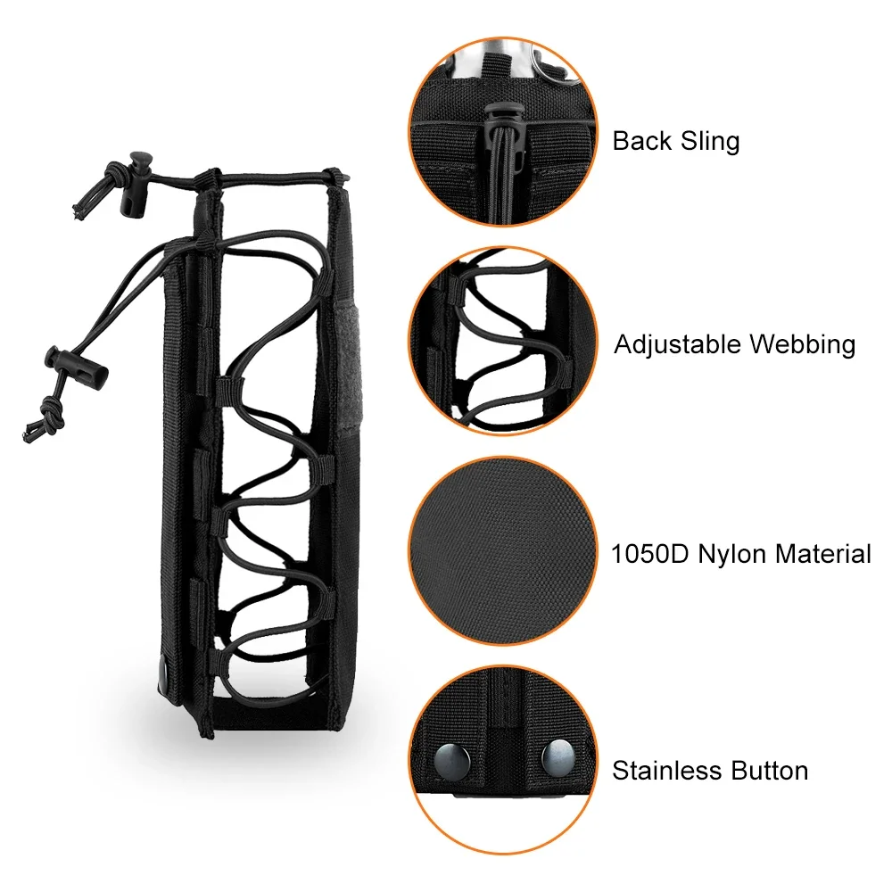 Cinturón para acampar al aire libre, soporte para hervidor, bolsa táctica Molle para botella de agua, bolsa para botella de viaje, portador 0.5L-2L - imagen 3