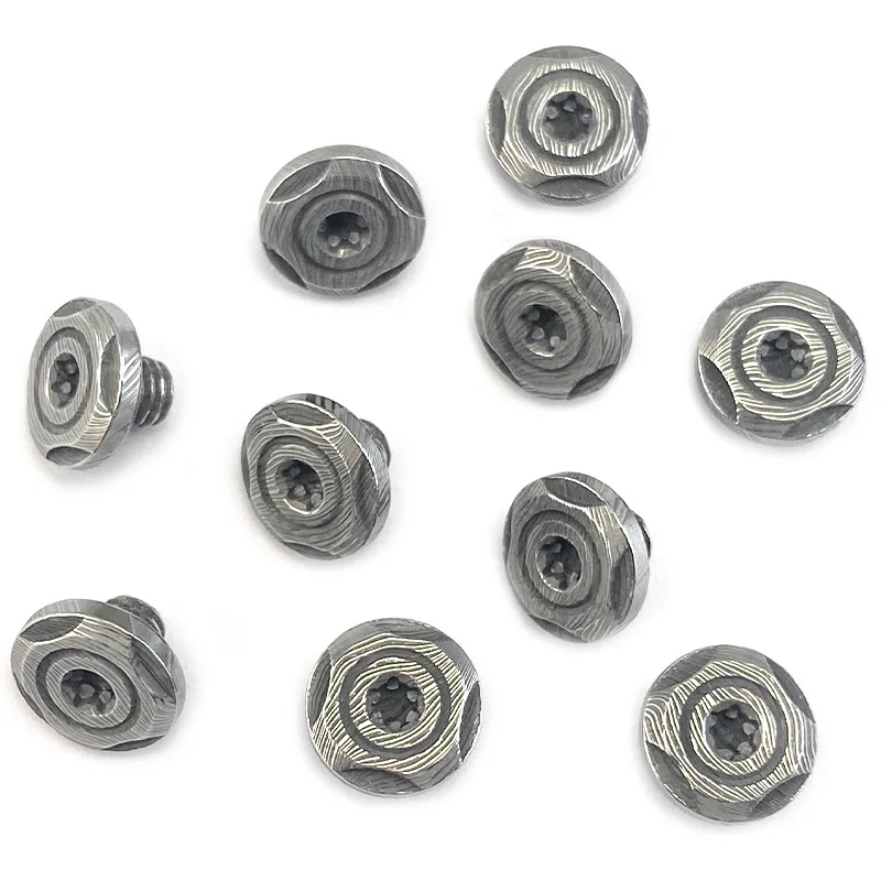 CNC Damasco patrón Material de acero mango de cuchillo tornillo de rosca M4 T10 Torx cabeza de botón husillo remache perno DIY hacer parte - imagen 5