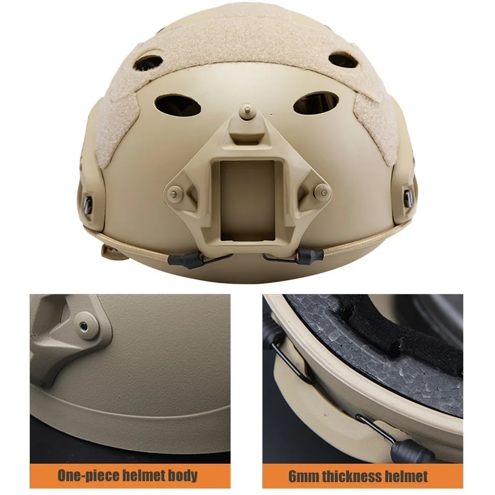 Casco Airsoft con gafas Op, máscara de malla de acero de media cara, cubierta de casco con protección para los oídos, juego de casco PJ rápido de 6mm de espesor - imagen 5