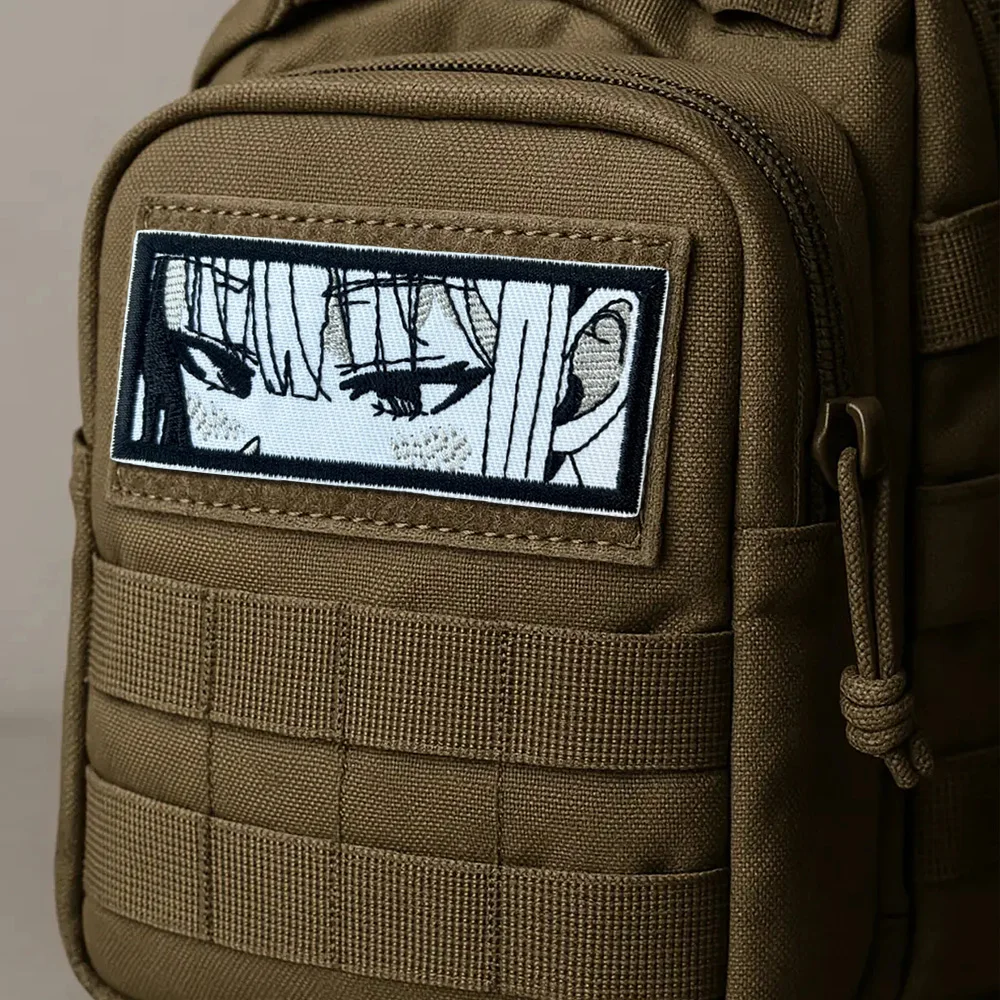 Parches de Meme de ojo de niña de Anime Waifu, parche bordado con gancho y bucle, brazalete moral, insignia de moral del ejército militar, pegatinas tácticas para mochila - imagen 3