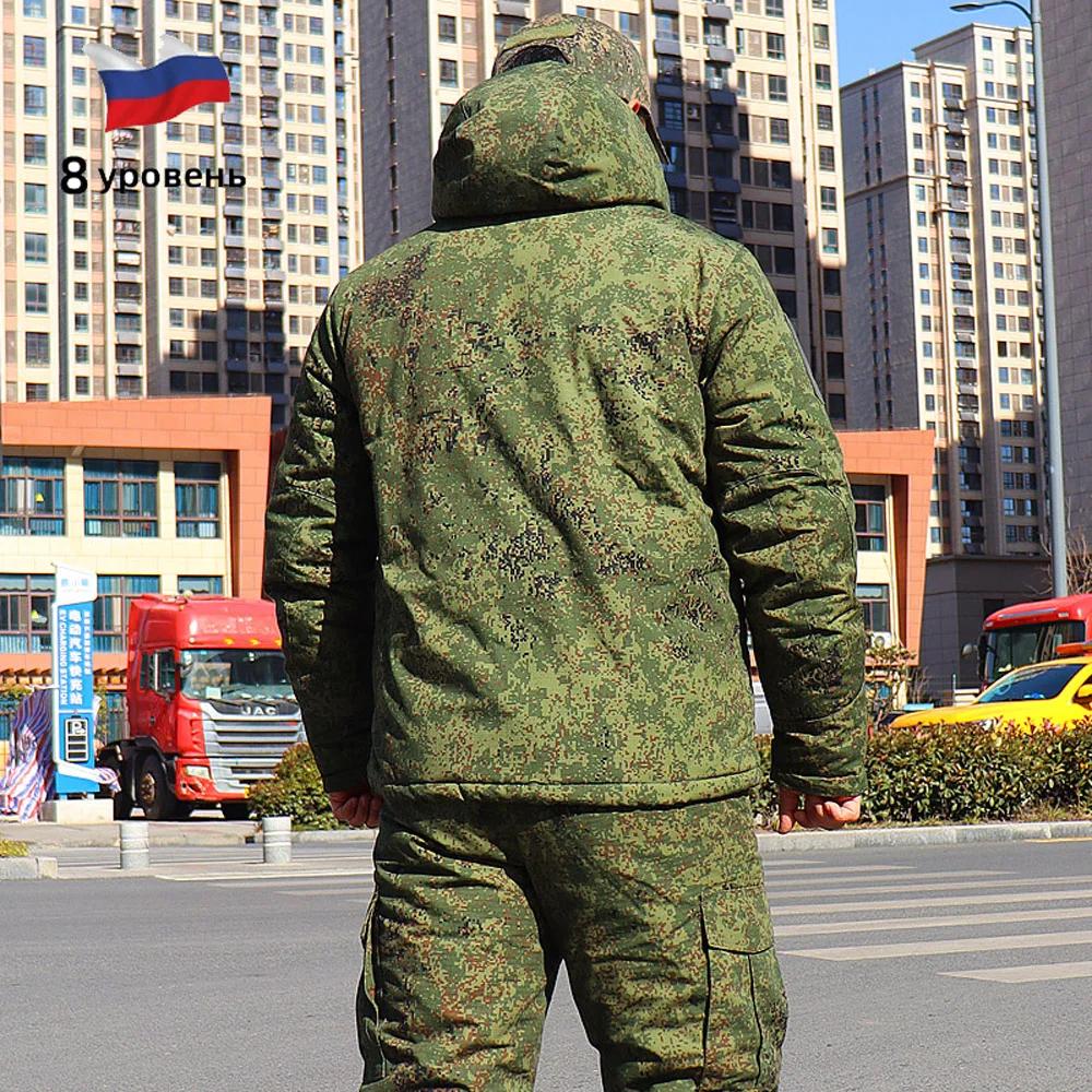 Traje cálido para deportes de caza al aire libre, acolchado de algodón, sistema ruso VKBO, traje de camuflaje LV8 EMR - imagen 5
