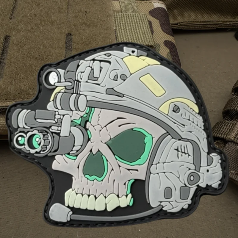 Parche de PVC 3D de calavera de cazador, chaleco táctico, sombreros con gancho y bucle, insignia de moral, mochila, pegatinas decorativas, parches para brazalete para ropa - imagen 2