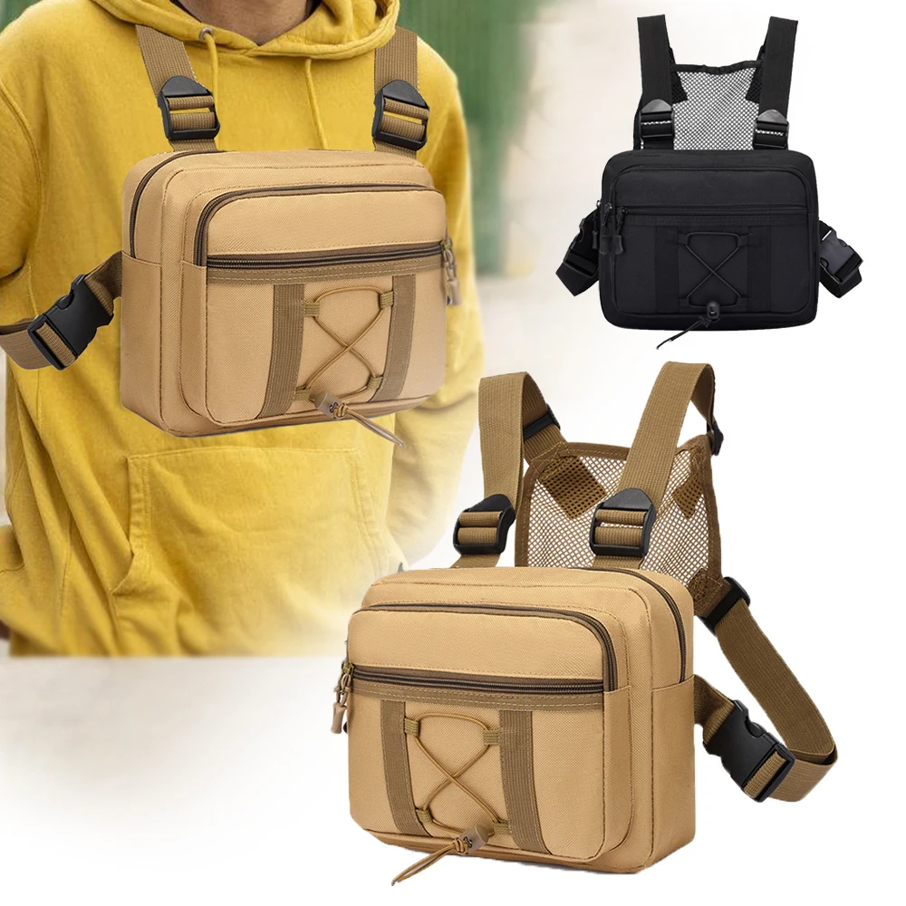Bolsa de pecho táctica multifunción Molle, chaleco de hombro para hombres y mujeres, bolsa EDC para senderismo al aire libre, Camping, bolsillo táctico suave