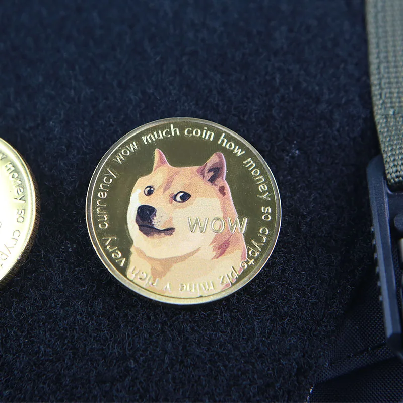 Dogecoin-Parches de Metal, insignias de moneda Wow, decoración DIY para chaleco táctico, mochila con gancho - imagen 2