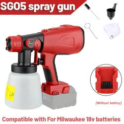 PISTOLA DE PULVERIZACIÓN eléctrica, pulverizador de pintura inalámbrico, aerógrafo con revestimiento de acero para muebles de automóvil, batería Milwaukee para el Interior del hogar