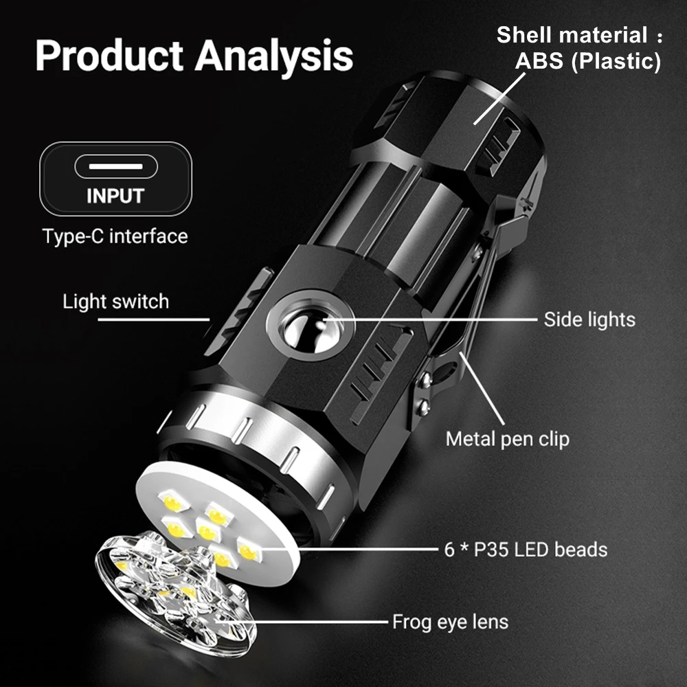 Minilinterna LED táctica magnética recargable USB para exterior - imagen 5