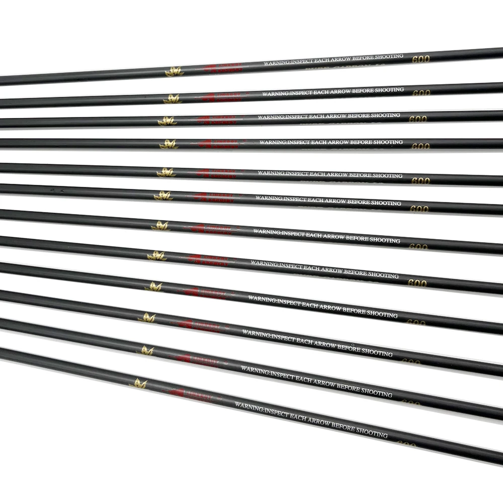 12 Uds Linkboy tiro con arco flechas de carbono puro ID4.2MM paletas giratorias flechas columna vertebral 400-1800 arco de caza - imagen 4