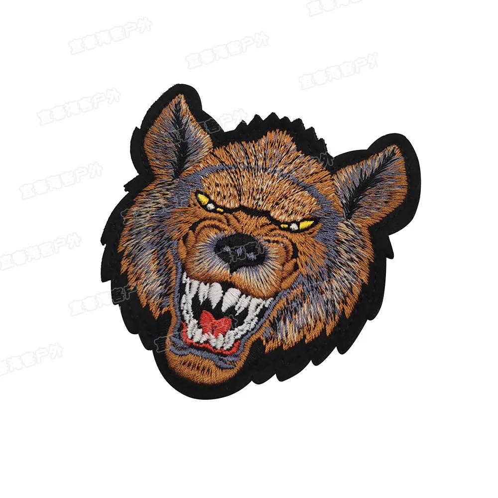 Parche de tela bordada para ropa, paquete de brazalete de Animal, Hiena, oso, tiburón, parches bordados - imagen 5