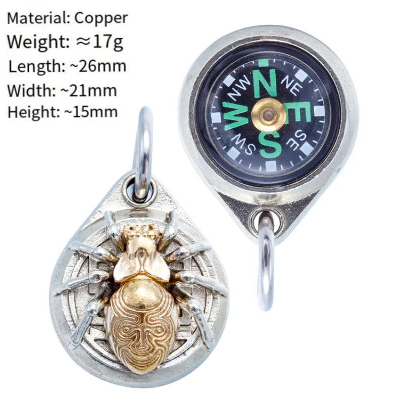 Llavero colgante de Metal con brújula de araña para coche, accesorios de viaje, artículos al aire libre, Regalos divertidos - imagen 2
