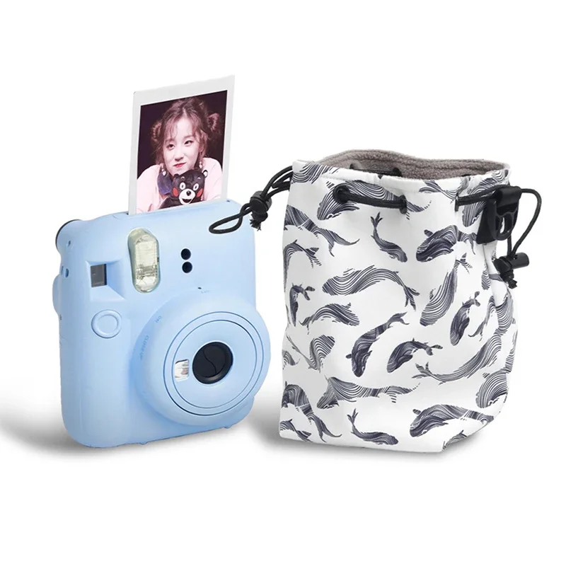 Carcasa Universal para cámara instantánea, bolsa con cordón, funda portátil impermeable de PU, estuche de almacenamiento para Instax Mini 12/11/9/8/90/EVO/Liplay - imagen 5