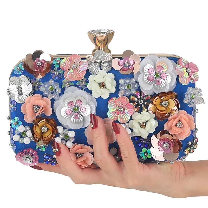 Lawaia-Bolso de mano con diseño de flores para mujer, bolsa de noche con correa de cadena, a la moda, para banquete, novedad - imagen 4