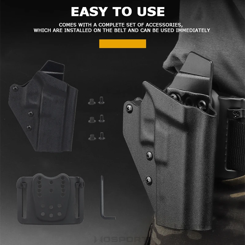 Funda para pistola de caza KYDEX para GL 17 19 19X 45, funda para cinturón de pistola táctica de extracción rápida, funda para pistola para diestros - imagen 4