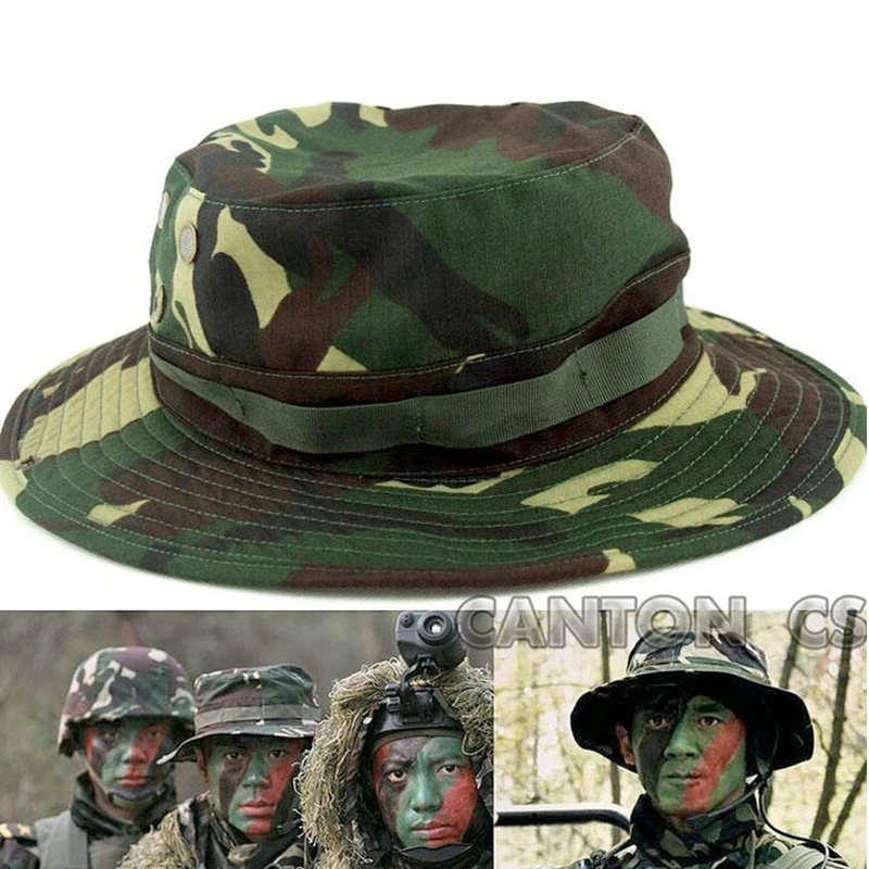 Boonie sombrero de ala ancha para exteriores, gorra de protección solar, estilo clásico de combate del Ejército de EE. UU., gorra de Sol de jungla de arbusto para pesca, caza, Camping, Unisex - imagen 3