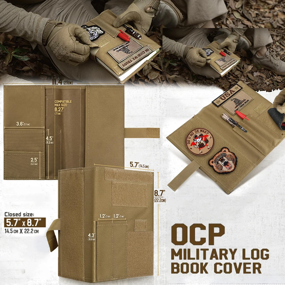 Cubierta de notas tácticas, carpeta de anillas de notas de campo, soporte protector de libro de registro, cubierta de cuaderno táctico, cubierta de cuaderno de campo desmontable