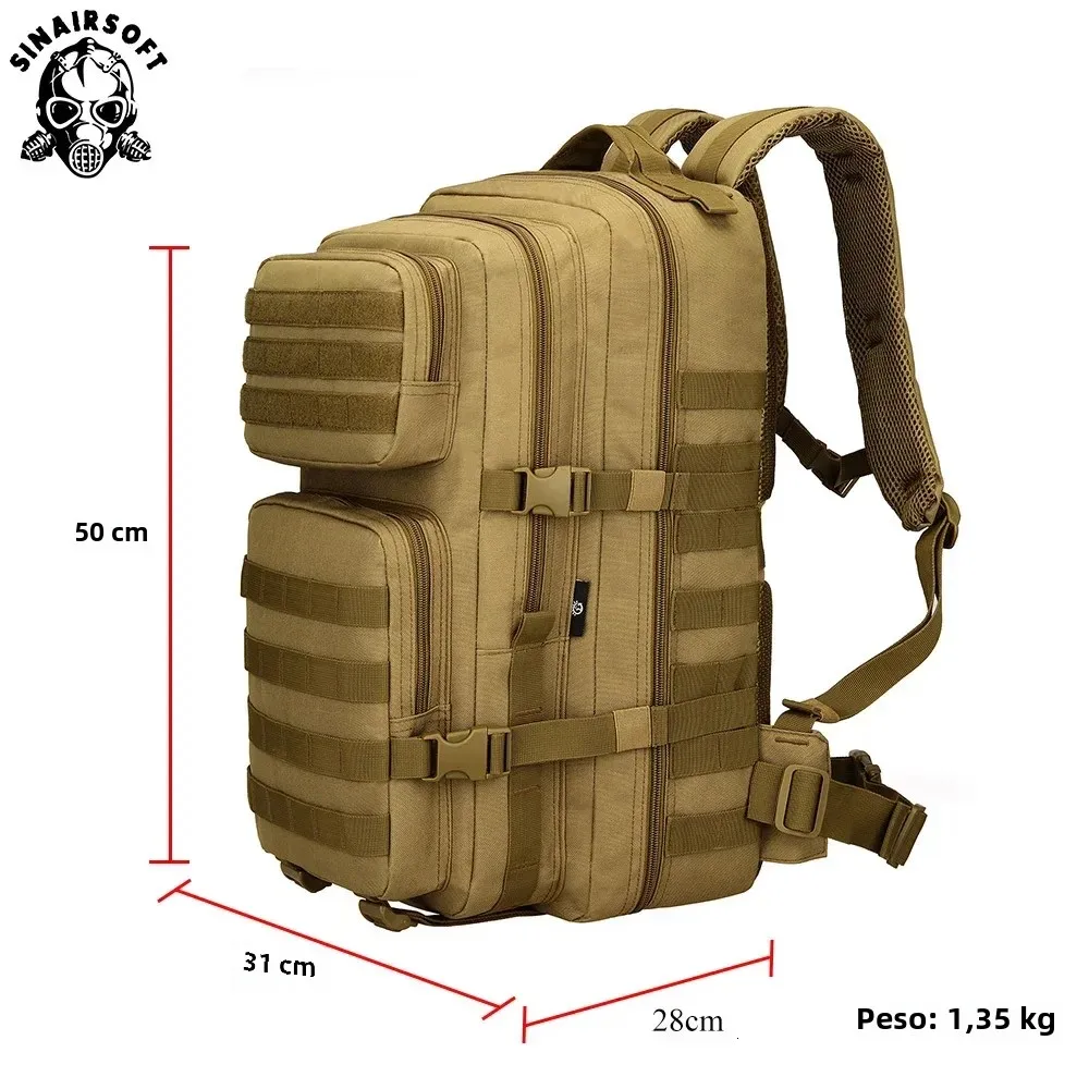 Mochila táctica SINAIRSOFT, mochilas de viaje de gran capacidad para hombre, bolsas multifuncionales impermeables para deportes al aire libre - imagen 3