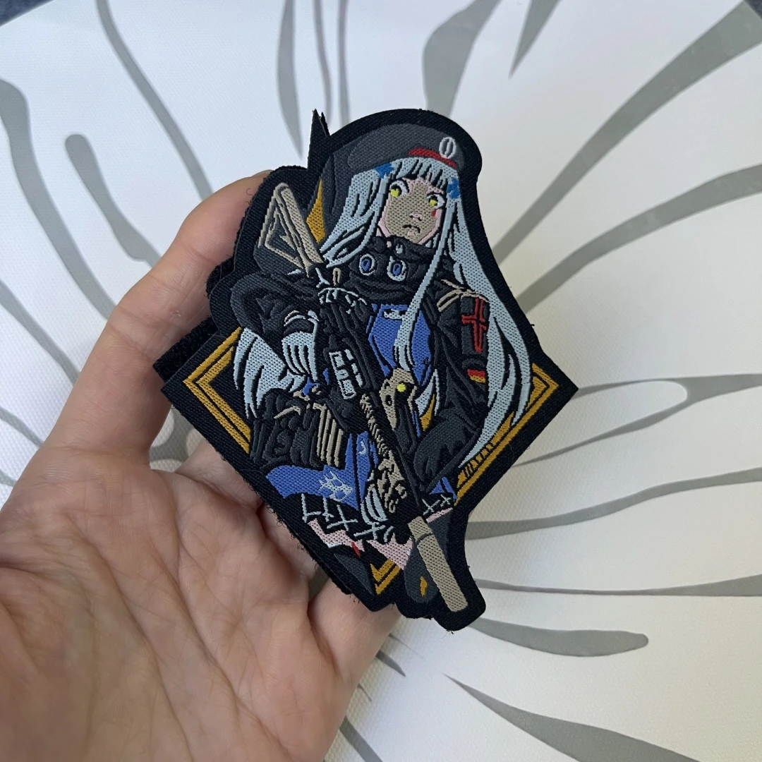 HK416 GFL T-Doll (Muñeca táctica) Brazalete militar Weeb Morale de primera línea para niñas Parches bordados con gancho y bucle para ropa - imagen 5