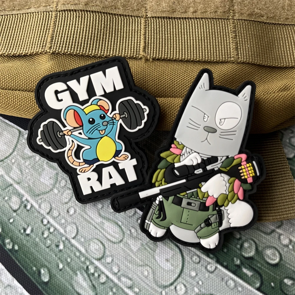 Parches tácticos de rata de gimnasio, insignia de moral Noodz de PVC, decoración de gancho y bucle, pegatinas del ejército militar - imagen 2