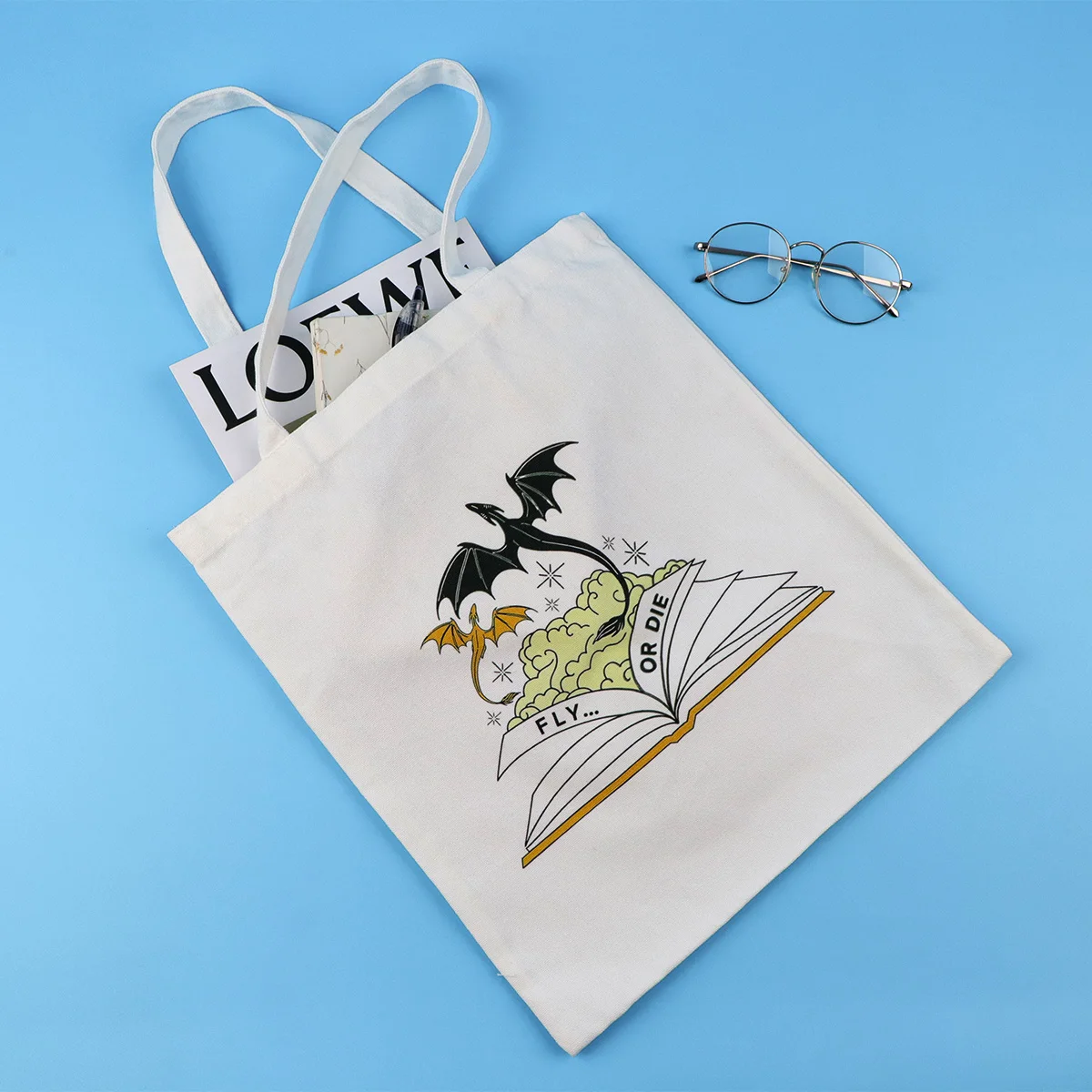 Bolso de lona de dragón, bolso de mano plegable, organizador de almacenamiento portátil, bolso de compras para mujer, bolso de hombro de colegio