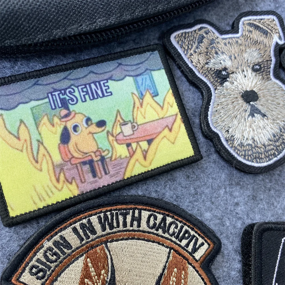 Parches bordados de perro pastor, insignia de moral de perro café, pegatina de mochila táctica de gancho y bucle - imagen 3