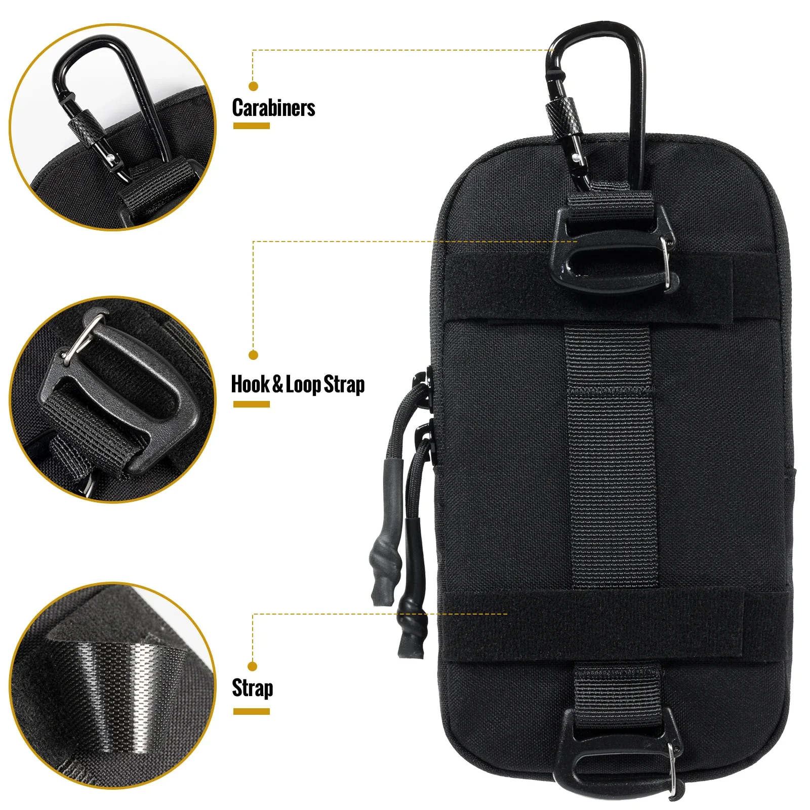 ONETIGRIS Funda para teléfono móvil - Soporte para cinturón de teléfono Molle Bolsa para teléfono para cinturón con lazo, capacidad para teléfonos de 4,7 "-6,5", riñonera EDC - imagen 2