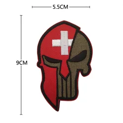 Parche bordado SPARTAN bandera Suiza – Táctico para casco, mochila o sombrero