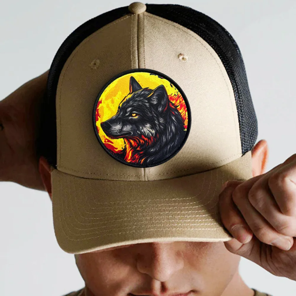 Parche táctico de moral de lobo y llama feroz, parches militares con gancho para accesorios de ropa, chaleco, mochila, pegatinas, apliques - imagen 5