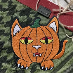 Parche bordado de calabaza para Halloween, chaleco táctico con gancho y bucle, insignia de moral, mochila, pegatina decorativa, parches para brazalete para ropa