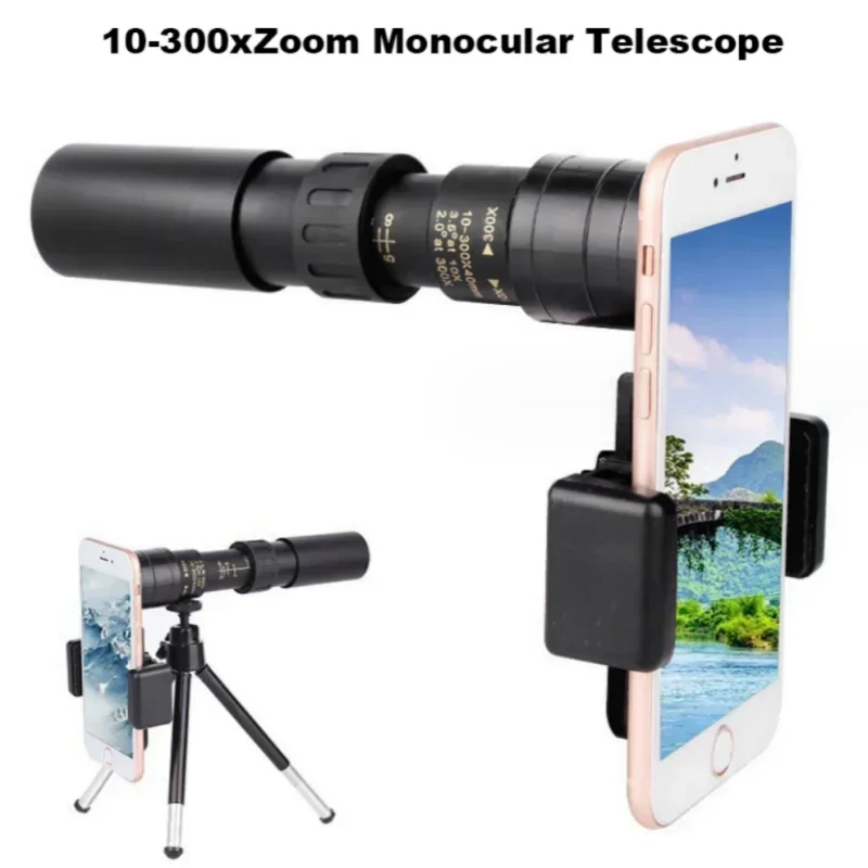 Binoculares potentes con Zoom 10-300X, Metal HD Bak4, telescopio profesional portátil de calidad de largo alcance, Monocular para caza - imagen 5