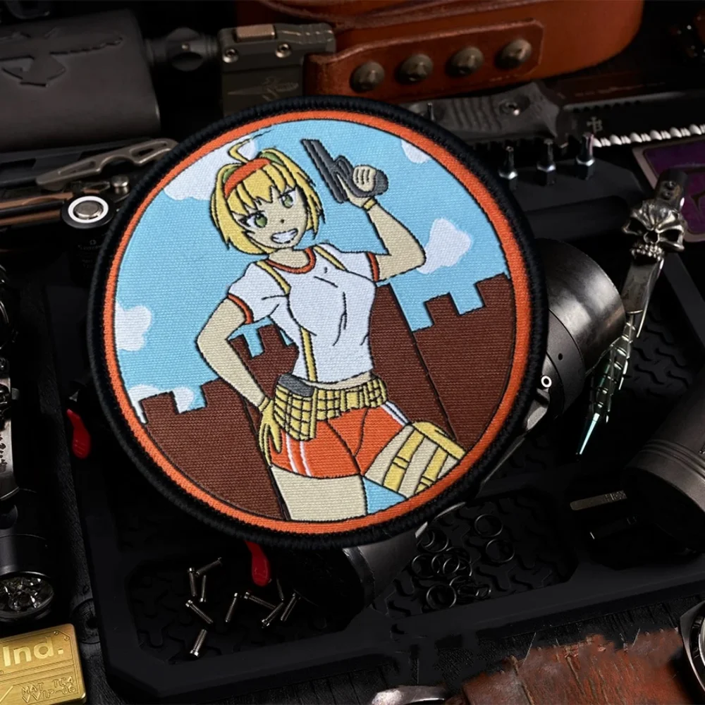 Parche táctico de Manga de Anime, emblema de gancho y bucle tejido Airsoft de EE. UU., insignia de moral militar, brazalete, pegatinas para mochila