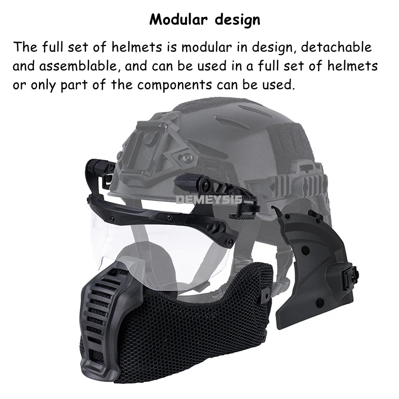 Cascos totalmente cubiertos Airsoft con máscara extraíble, gafas tácticas para caza al aire libre, casco de protección completa Wendy 3,0, equipo de entrenamiento - imagen 5