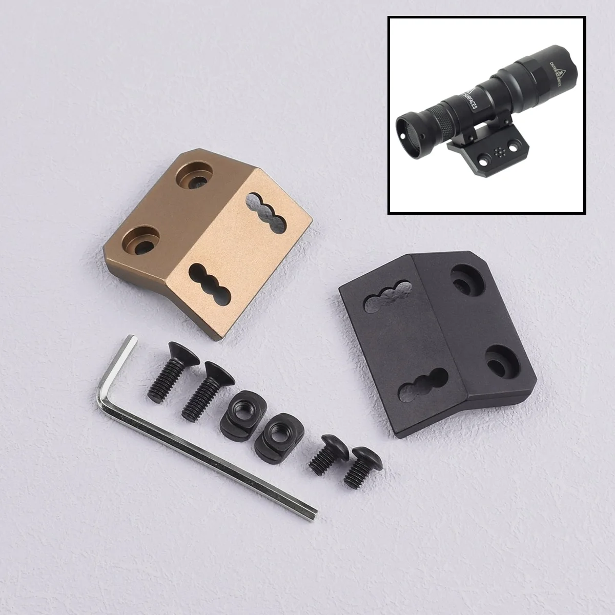 Base de montaje para linterna táctica, luz de explorador, carril lateral para Surefir M300 M600 M600C, compatible con sistema SMR, Mlok Keymod, 20mm, Picatinny - imagen 4