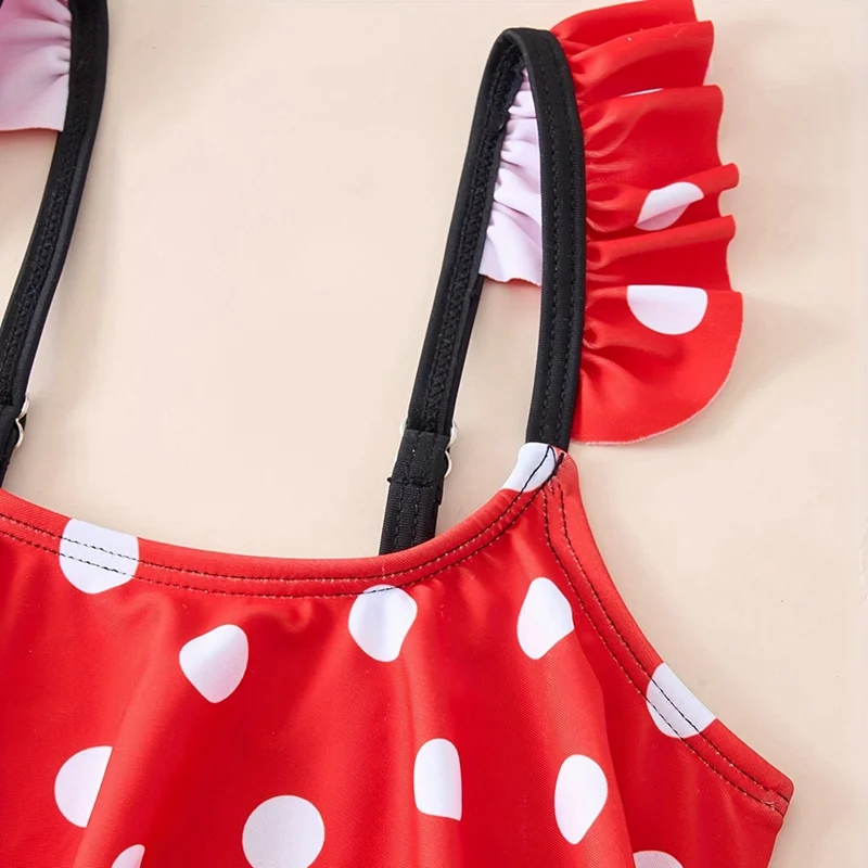 Traje de baño con ribete de volantes para niñas pequeñas Top de bikini sin aros con acolchado extraíble - imagen 3