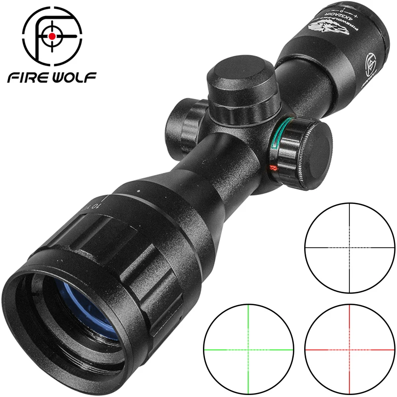 FIRE WOLF 4X32 AOE mira para Rifle con Cruz iluminada roja y verde alcance óptico táctico para caza mira de bolsillo para pistola de aire