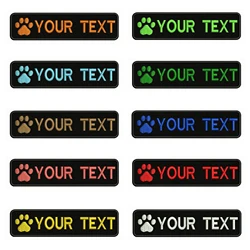 Logotipo de pata de perro, 10cm x 2,5 cm, bordado de huellas de perro, parche de nombre personalizado, insignia de rayas, parches de bucle de gancho para Collar de perro, 1 ud.