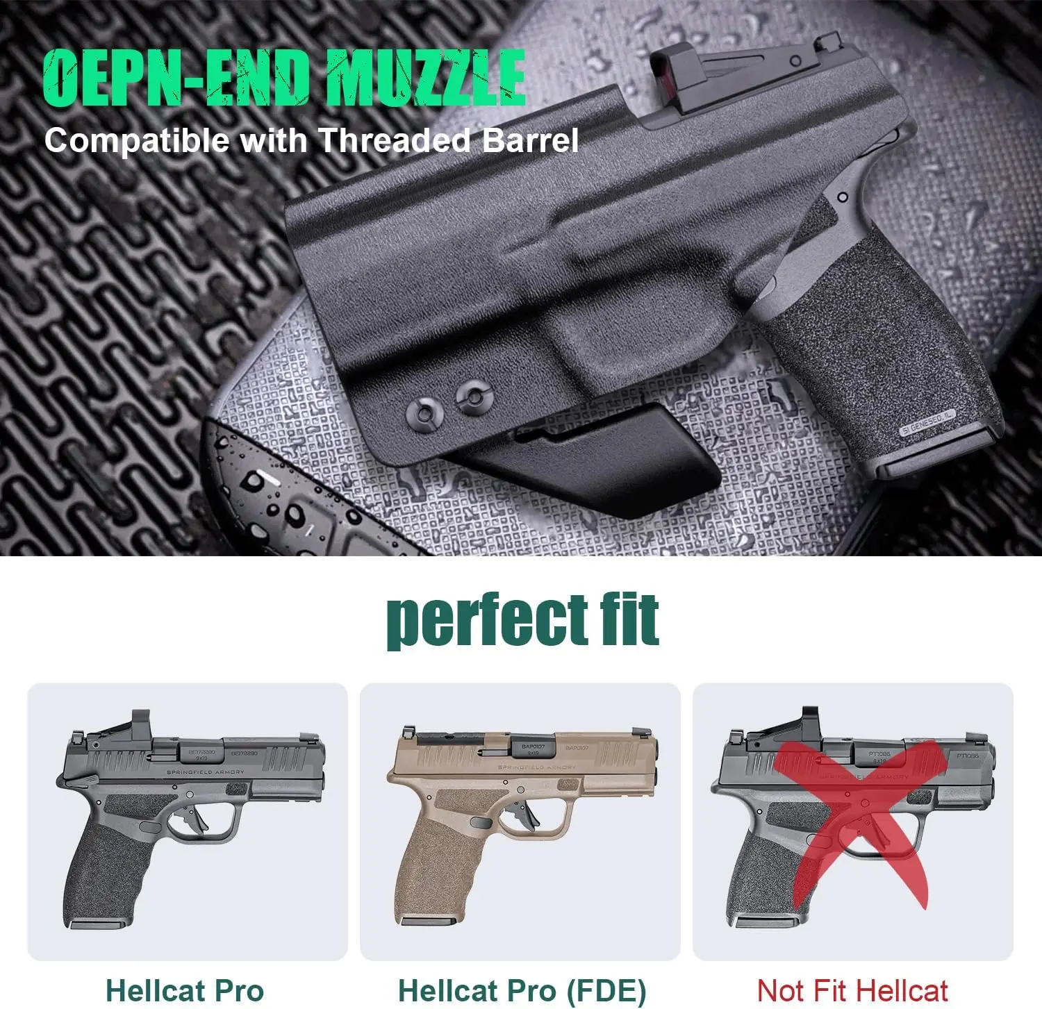 Solo apto para Hellcat Pro, funda Kydex, clip de cinturón totalmente metálico, clip de metal de 1,75 ", corte óptico, funda de transporte ocultadora IWB, mano derecha - imagen 2