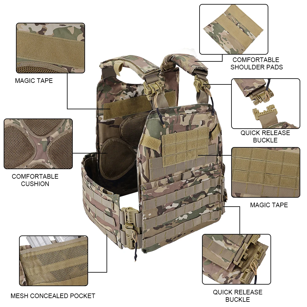 Chaleco táctico de caza K19, portador de placa 3,0, sistema de liberación rápida, faja de ajuste rápido, equipo militar Airsoft de varios tamaños - imagen 4