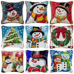 Kit alfombra Smyrna navideña – Cojín bordado Papá Noel pingüino