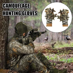 Guantes de caza de camuflaje, guantes de camuflaje con hojas 3D, guantes ligeros antideslizantes sin dedos para caza al aire libre, deportes de pesca