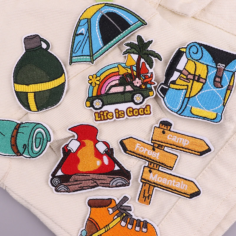 Stay Wild-parche para planchar en la ropa, parches bordados de Adventure Life, pegatinas de costura, insignias de logotipo de fuego, apliques para Jeans - imagen 3