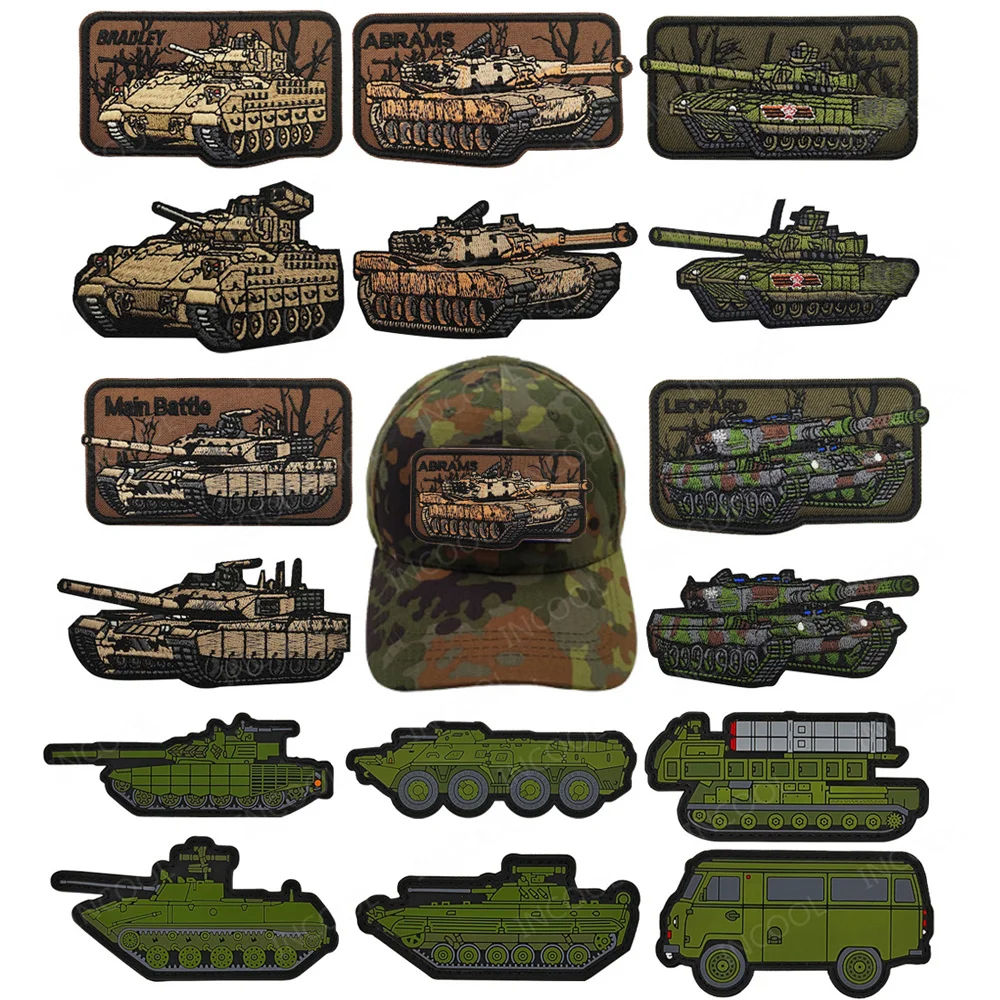 Parches de goma de PVC para tanque verde, vehículos blindados para exteriores, americanos, Alemania, Israel, Rusia, tanques, apliques decorativos bordados