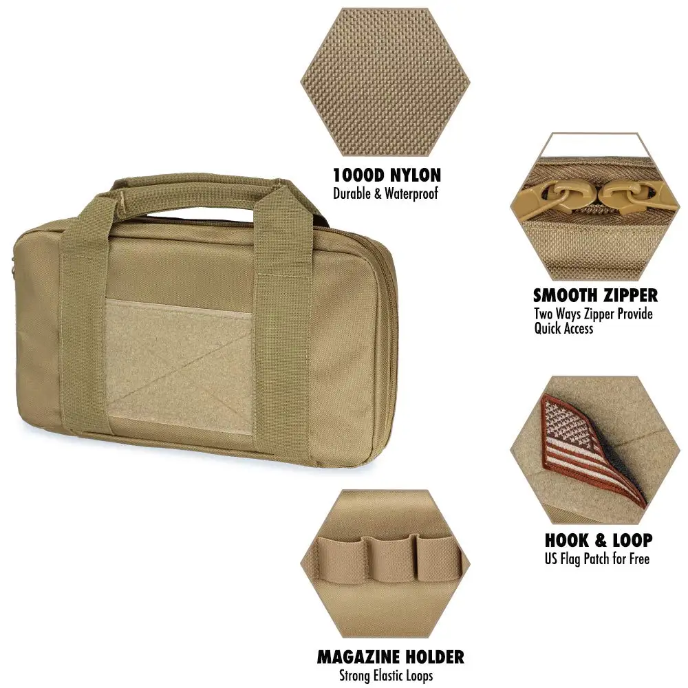 Estuche blando para pistola táctica, bolsa de pistola táctica portátil, bolsa de rango para pistola y munición, bolsa para disparar - imagen 5