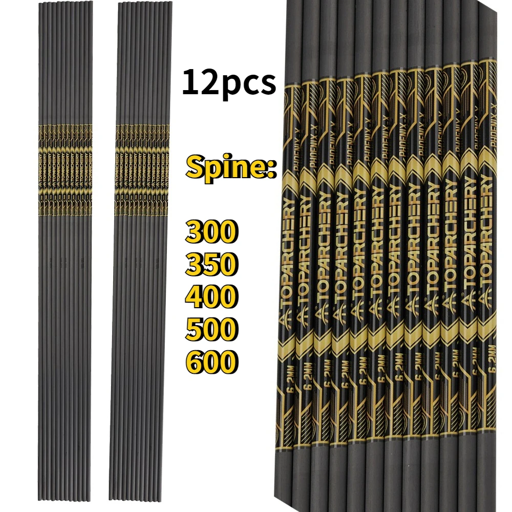 Toparchery 33 Flecha de carbono ID 6,2mm para arco recurvo y compuesto