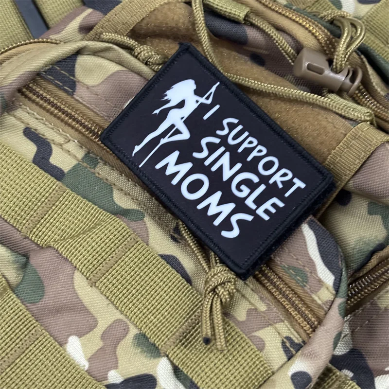 Parche estampado "SUPPORT SINGLE MOMS" para ropa, insignia de moral táctica, parche militar con gancho, brazalete para mochila