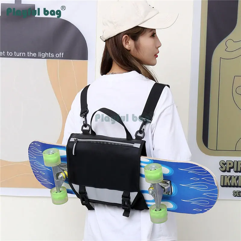 Bolsa de almacenamiento especial para monopatín, mochila ligera, impermeable, resistente al desgaste, paquete de almacenamiento de doble balancín AMB265 - imagen 3